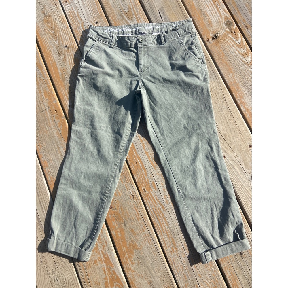 Eddie Bauer Legendwash Stretch Boyfriend Slim Pants Sage Green Gray Womens P6